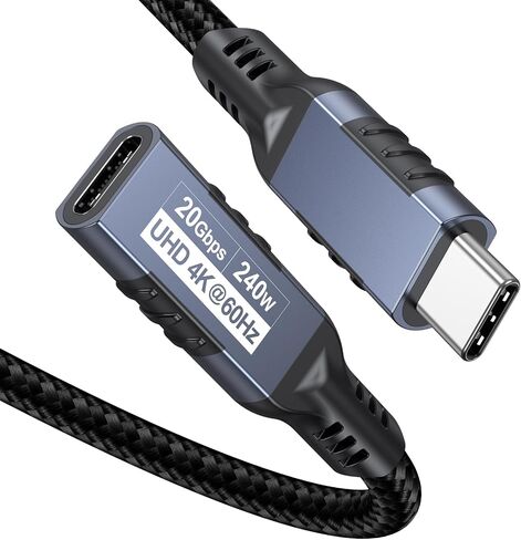 USB C Extension Cable 6ft, 20Gbps/240W/4K@60Hz USBC Extender Male to Female Type C USB 3.2 Gen 2 Charging/Data Sync Cord Braided Nylon for MacBook Air/Pro, PSVR2, Portable Monitor, Hub, Phone in Saudi Arabia