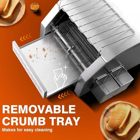 PYY Commercial Conveyor Toaster - 300 Slices/Hour Restaurant Toaster for Bun Bagel Bread, Heavy Duty Stainless Steel Conveyor Toaster, 1900W in Saudi Arabia