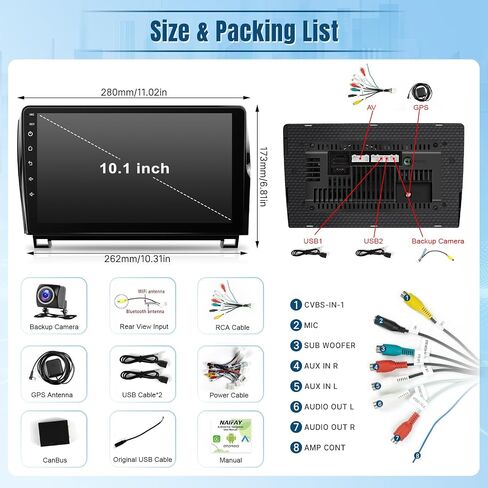 Naifay Android12 Car Stereo for Toyota Tundra 2007-2013 Toyota Sequoia 2008-2018 Wireless Carplay Android Auto, 10.1inch Touch Screen for Tundra Car Radio Bluetooth GPS WiFi SWC Camera 2G+32G in Kuwait