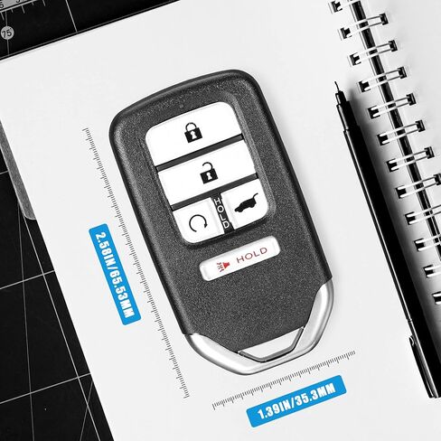 Key Fob Replacement Compatible with Honda Civic 2016 2017 2018 2019 2020 2021 Smart Proximity Keyless Entry Remote Control Uncut Key 5 Buttons 433Mhz FCC ID: KR5V2X 72147-TBA-A11 in Kuwait