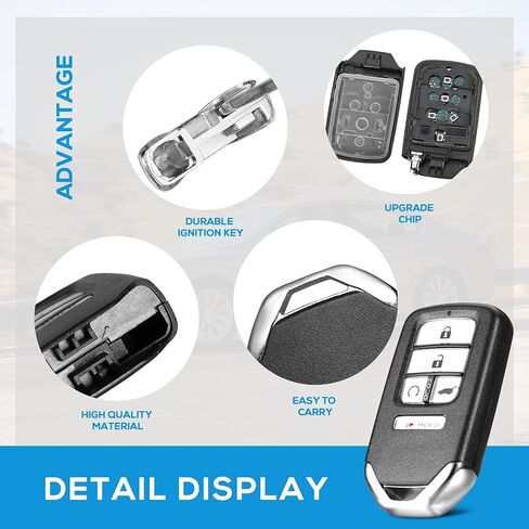 Key Fob Replacement Compatible with Honda Civic 2016 2017 2018 2019 2020 2021 Smart Proximity Keyless Entry Remote Control Uncut Key 5 Buttons 433Mhz FCC ID: KR5V2X 72147-TBA-A11 in Kuwait