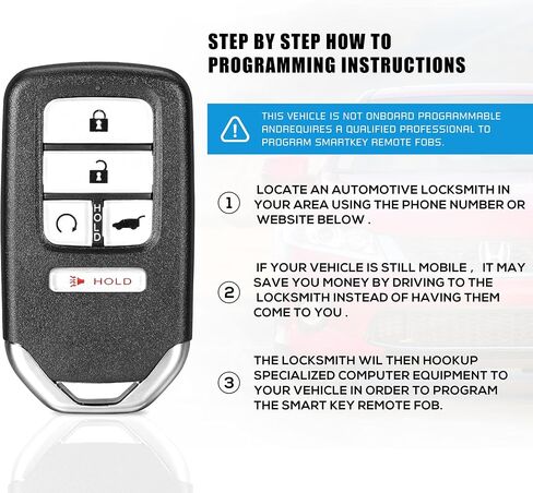 Key Fob Replacement Compatible with Honda Civic 2016 2017 2018 2019 2020 2021 Smart Proximity Keyless Entry Remote Control Uncut Key 5 Buttons 433Mhz FCC ID: KR5V2X 72147-TBA-A11 in Kuwait