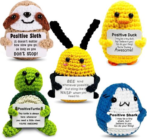 Positive Crochet Animals, Emotional Support Crochet, Handmade Crocheted Plushie,Suitable, Birthday Gifts,Thank You Gifts for Friends,Colleagues,Teachers in Saudi Arabia