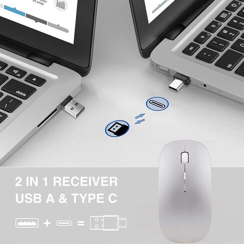 Bluetooth Wireless Mouse for MacBook Air Pro Computer iMac Laptop, USB C Wireless Mouse with Jiggler Compatible with Mac/Surface Pro Dual Mode Rechargeable Wireless Mouse Mover Undetectable in Kuwait