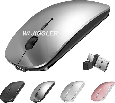 Bluetooth Wireless Mouse for MacBook Air Pro Computer iMac Laptop, USB C Wireless Mouse with Jiggler Compatible with Mac/Surface Pro Dual Mode Rechargeable Wireless Mouse Mover Undetectable in Kuwait