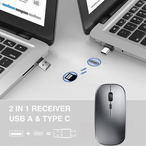 Bluetooth Wireless Mouse for MacBook Air Pro Computer iMac Laptop, USB C Wireless Mouse with Jiggler Compatible with Mac/Surface Pro Dual Mode Rechargeable Wireless Mouse Mover Undetectable in Kuwait