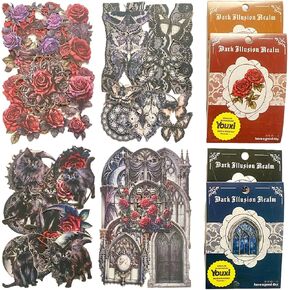 60Pcs Secret in The Suitcase Series Paper Scrapbook Stickers, Route Guide Tour Landmark Stickers Kit for Scrapbooking, Junk Journal Ephemera, DIY Crafts Journaling Supplies