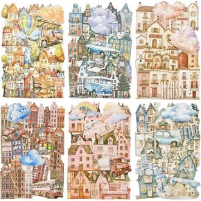 60pcs Secret in the Sistcase Series Paper Scrapbook Stickers ، Troue Guide Tour Landmark Stickers Kit for Scrapbooking ، Junk Journal ephemera ، DIY Crafts Journaling Supplies in Kuwait