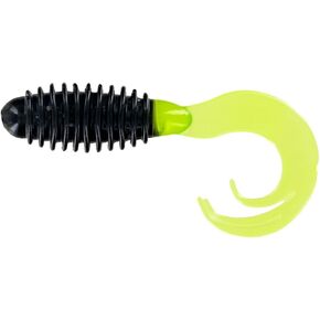 Big Bite Baits 2" Ring Triple TIP GRUB/Black/Chartreuse Tail (10 Pack)