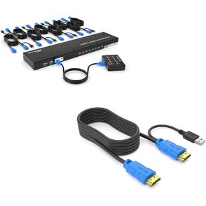 1 PCS 8 Port KVM Switch HDMI + 1 PCS 10ft HDMI KVM Cable