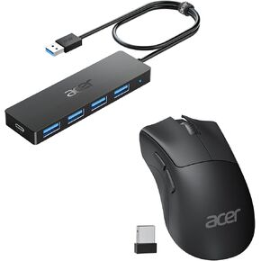 Acer USB Hub 4 Ports Bundle with 1200 DPI Wireless Mouse
