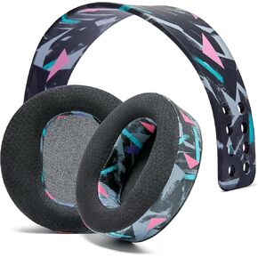 WC Earpad and Upgraded Silicone Headband Combo for Audeze Maxwell Headphones | Cooling Gel Earpads & Matching Design Headband for Epic Gaming | 90's Black