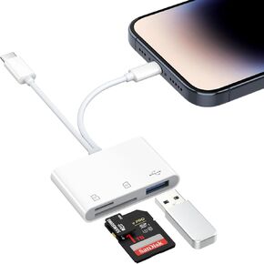 MoKo SD Card Reader for iPhone/iPad, USB C Memory Card Reader with SD/TF Card Slots USB OTG Camera Adapter, USBC Dual-Connector to Micro SD/SD/USB3.0 Card Reader for iPhone/iPad/MacBook/Samsung/Google