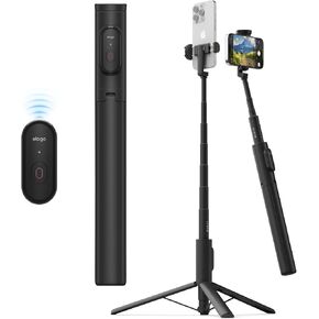 elago 60" Phone Tripod & Selfie Stick PRO Compatible with iPhone and Galaxy, Remote Controller Included, Portable, Lightweight, Extendable [Pouch, Bluetooth Remote] [Black]