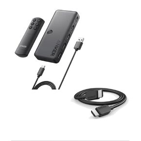 Anker HDMI Switch, 4K 60Hz HDMI Switcher, 4 in 1 Out with Smooth Finish, Supports HDR, 3D, Dolby, DTS HDMI Cable 8K@60Hz, 3ft Ultra HD 4K@120Hz HDMI to HDMI Cord, 48 Gbps Certified Ultra High-