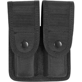 9mm Molded Nylon Double Mag Pouch，Tactical Universal 9mm Pistol Magazine Pouch Fit Glock，Duty Belt Magazine Holster Case Magazine Pouch Carrier Compatible w/Single & Double Stack Magazines