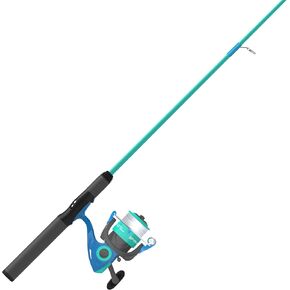 Zebco Spyn 40 Salt Fisher Spinning Reel and Fishing Rod Combo, 6-Foot 6-Inch 2-Piece Telescopic Rod, Med-Heavy Power, Mod-Fast Action, Blue/Green