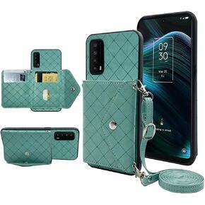Compatible with TCL Stylus 5G 2022 Wallet Case with Crossbody Shoulder Strap and Stand Leather Credit Card Holder Cell Accessories Phone Cover for TLC Stylo G5 6.81 T779W Women Grey