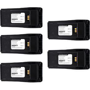5-Pack 2680mAh NNTN4497DR NNTN4496 NNTN4497CR Li-ion Radio Battery Compatible for Motorola CP040 CP140 CP150 CP160 CP170 CP180 CP200 CP250 CP340 EP450 PM400 Two Way Radio, with Belt Clip