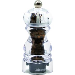 Bisetti Milano Clear Acrylic Pepper Mill With Adjustable Grinder, 12 cm / 4.7 Inches