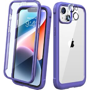 Diaclara Designed for iPhone 14 Plus Case, Full Body Rugged Case with Built-in Touch Sensitive Anti-Scratch Screen Protector, with Camera Lens Protector for iPhone 14 Plus 6.7" (Royal Purple)
