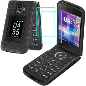 for TCL Flip 3 Case with 2 Pack Screen Protector,TCL Flip 3 Phone Case Dual Layer Heavy Duty Military Grade Shockproof Corner Cover for TCL Flip 3 Purple