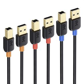 Cable Matters 3-Pack USB Printer Cable - 6ft, USB A to B Cable, Compatible with Printer, External Hard Drive, Audio Interface, Scanner, MIDI Controller, MIDI Keyboard, Black