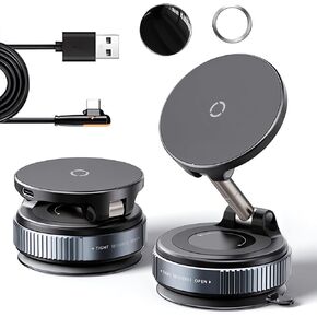 Wireless Charger Vacuum Magnetic Phone Holder for Magsafe - All-Metal,360 Rotatable Magnetic Car Mount for iPhone 16 Pro Max Plus/iPhone 15 14 13 12 Pro Max Plus