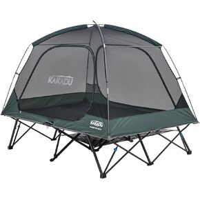 Kakadu Camping Tent Cot, 2 Person, Quick Setup, Folding, Compact, Elevated Tent with BlockOut Rain Fly, Awning Poles, Ultra-Fine Mesh Windows, and Carry Bag