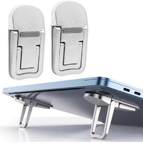 2Pcs Silver Mini Keyboard Riser, Self-Adhesive Mini Laptop Riser Invisible Computer Keyboard Riser for Desk, Laptop Feet Compatible with Pro/Air, Lenovo
