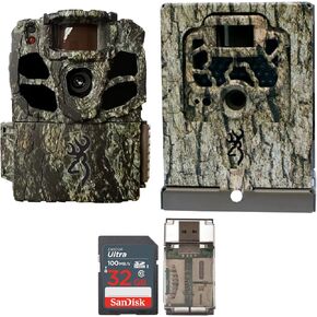 Browning Trail Cameras Dark Ops Extreme Cellular Game Camera with Infrared Night Vision, Wildlife Motion-Activated Bundle with Memory Card, Security Box, and USB Card Reader (4 Items)