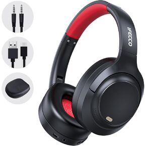 IFECCO Active Noise Cancelling Headphones Bluetooth 5.4 - Wireless ANC Headphones Over Ear with Microphone,100H Play Time,HiFi Stereo Bluetooth Headset with Cushioned Pads for Travel,Home,Office