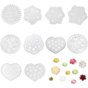 jdrgjth 10 pcs زهرة صغيرة قوالب السيليكون الصغيرة وقوالب الطين الجاف الجاف لصنع المجوهرات ، وملحقات الطين البوليمري ، وأبواب الطين البوليمر قوالب زهرة لزهرة البوليمر.