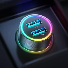 Colorful Car Charger Car Charger Adapter Compact Cigarette Lighter USB Charger 4.8A Car USB Charger Car Phone Charger USB a Port Charging All Smartphone