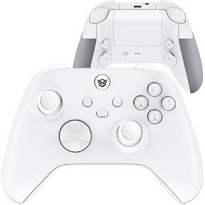 HEXGAMING ADVANCE Wireless Elite Controller for Xbox Series X & S, for Xbox One, and for Windows 7/8/10-4 Remappable Back Paddles - Hair Triggers - Interchangeable Thumbsticks - White Labeled