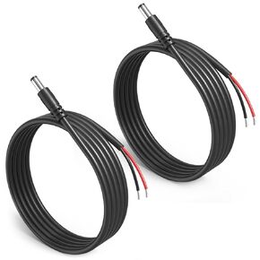 2PCS DC Power Pigtail Cable,16AWG DC Barrel Plug Connector 2.1mm x 5.5mm DC Male Plug to Bare Wire Open End Power Wire Supply Repair Cord for Security Camera CCTV LED Strip Light,3.3Feet