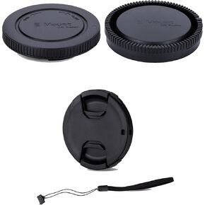 JJC E Mount Body Cap Rear Lens Cover & 40.5mm Front Lens Cap for Sony ZV-E10 II ZVE10 A6700 A6100 A6000 A7C II A7CII A7C with Sony 16-50mm Kit Lens or FE 28-60mm Kit Lens and More Sony Camera & Lens