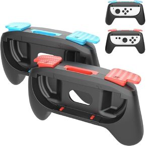 Grip for Nintendo Switch Joy-Con Controllers,Non-Slip Hand Grip Case Compatible with Nintendo Switch Joy Con and Switch OLED Model,Family Sports Party Pack Accessories(Red+Blue)
