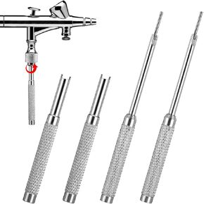 4Pcs Air Brush Tools, Needle Packing Nut or Valve Screw Replacement Repair Set Double Action Air Brush Replace Accessories Airbrush Maintenance Tool