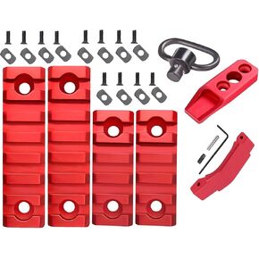 | 7 Slots Mlok Picatinny Rail Section Adapter with QD Swivel 1.25 Inch is Included and Compatible for Any M Lok Rail System (Pack of 4-5,7 Slots, Trigger Guard & Attachment)