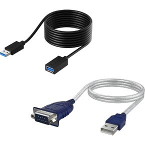 SABRENT USB to Serial DB9 RS-232 Converter with Prolific Chipset + USB 3.0 10ft Male to Female Extension Cable [Black]