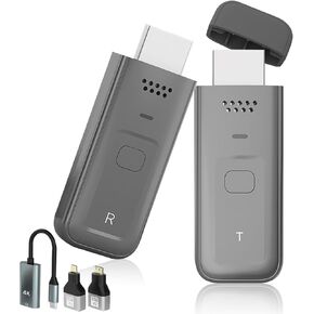 Wireless HDMI Transmitter and Receiver, 4K Compatible 1080P Output, Portable HDMI Extender with 2.4GHz/5GHz Dual Band, Plug and Play Video/Audio Streaming from Laptop/TV Box to Monitor