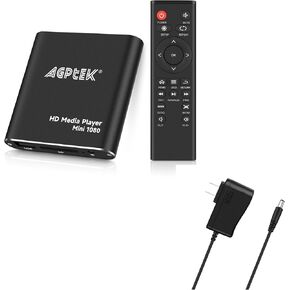 HDMI Media Player with One More Power Adapter, Black Mini 1080p Full-HD Ultra HDMI Digital Media Player for -MKV/RM- HDD USB Drives and SD Cards