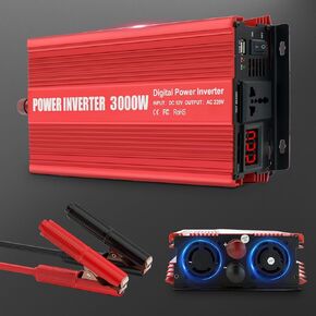 عاكس قوة سيارة 2000W - 12 فولت DC إلى 110 فولت AC مع 3 منافذ التيار المتردد 4 منفذ USB DC 5V/4.8A ، عاكس الطاقة 2000W ، محول طاقة السيارات للشاحنة/المنزل/المركبات/المحمول رحلة