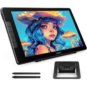 VEIKK Studio 16 Drawing Tablet with Screen, 15.6 Inch Pen Display Full-Laminated Anti-Glare Glass (125% sRGB)，16384 Pressure Battery-Free Pen (2 Pcs), 5 Shortcut Keys and Quick Dial, Adjustable Stand