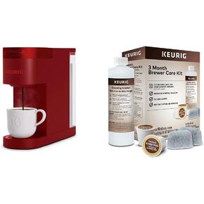 Keurig K-Slim Coffee Maker, Single Serve K-Cup Pod Coffee Brewer, Scarlet Red & 3-Month Brewer Maintenance Kit, Compatible Classic/1.0 & 2.0 K-Cup Coffee Makers, 7 Count