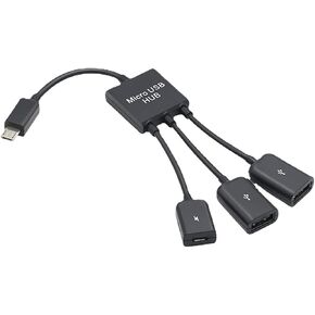 Male to Female Double USB 2.0 Host OTG Adapter Cable for Smartphone Mouse Keyboards Tablet 3 Port Micro-USB Type-C HUB