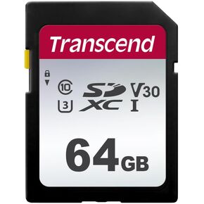 Transcend 512GB SDXC 300S Memory Card UHS- I, C10, U3, V30, 4K, Full HD - TS64GSDC300S-E2