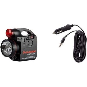 Celestron - PowerTank Telescope Battery - 12V Portable Power Supply for Computerized Telescopes - 7-amp hour/84 Wh - Red/White LED Flashlight & Car Battery Adapter for All Nexstar Telescopes