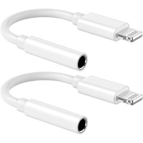 [Apple MFi Certified] 2 Pack Lightning to 3.5 mm Headphone Jack Adapter for iPhone, iPhone Aux Adapter Converter Dongle Audio Cable Compatible with iPhone 14 13 12 11 X XS 8 7